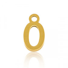Stainless steel charm initial O Gold